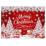 7x5ft Red Christmas Backdrop Cartoon Xmas Tree Gif
