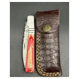 Damascus Steel Folding Pocket Knife Blade, Wood Gr