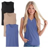 SIZE LARGE ( Black, white, khaki) 3 Pack Girls Tan
