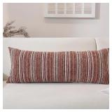 Throw Pillow Covers, Chenille Luxury Red Striped P