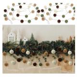 2 Pcs 6.6 ft Neutral Christmas Velvet Ball Garland