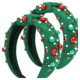 2Pcs Christmas Headbands for Women - Red Green Pea