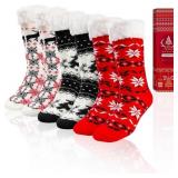 3 Pairs Christmas Fuzzy Warm Slipper Socks for Wom