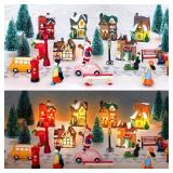 43 Pcs Christmas Village Set with 10 Pcs Trees Xma
