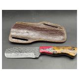 Custom fixed blade cleaver style knife with sheath