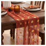 Artscope Rust Gold Gauze Fall Pumpkin Table Runner