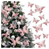 6Pcs 2 Size Christmas Tree Butterfly Ornaments 3D