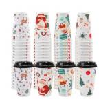 Clawsoff 100 Pack Christmas Coffee Cups with Lids