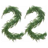 2Pcs Norfolk Pine Garlands 6FT Realistic Xmas Garl