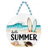 Lot of 2, Summer Wooden Front Door Sign Decoration