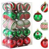 Christmas Tree Ornaments Set, 30pcs 2.36 in Red Gr