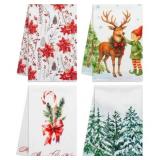 4 Pack Christmas Kitchen Towels, 18 x 26 Inch Dish