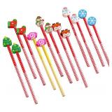 80Pcs Pencils Assorted Christmas Stripe Colored Wo