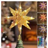 Christmas Tree Topper Star Gold with Colour & Warm