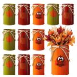 LemonRoad 12 Pcs Fall Metal Vases Thanksgiving Tur
