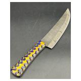 Damascus Steel 12 Inch Knife, Wood & Blue Design H