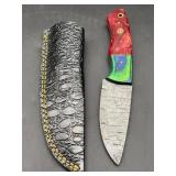 Custom fixed blade hunting knife with decorative h