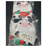 Lot of 2, 8 Inch Christmas Cow Plush Decor Toy for