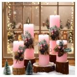 Conelist 5 Pcs Pink Christmas Pillar Candle 5 Size