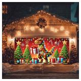 HOMETITUTE T-Rex Dinosaur Christmas Garage Banner