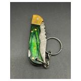 Damascus Steel Mini Folding Blade Keychain Design,