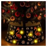 Christmas Flamingo Tree Collar with LED Light Blac