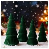 Lanpn 4 Pcs 6" 8" 10" Christmas Velvet Tree Figuri