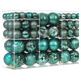 100Pcs Green Christmas Ball Ornaments Set, Shatter