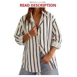 XL (LIGHT BLUE) siliteelon Button Down Shirts Wome