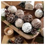 12 Pcs Neutral Christmas Ornaments 3.15
