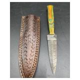 handmade Damascus steel double-edge dagger featuri