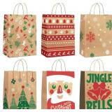 Ginkgo 24-Pack Christmas Gift Bags   6 Assorted Xm