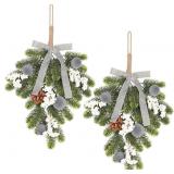 2PCS Grey Christmas Decorations for Xmas Home Fron