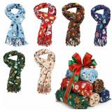 Chicingyou 6 Pcs Christmas Scarf with Tassels Bulk