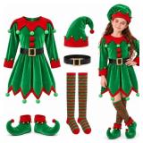 7-9Y Elf Costume for Girls Christmas Holiday Dress