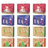 PARSUP 12PCS Large Christmas Kraft Gift Bags Assor
