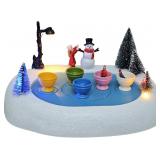 Christmas Village Ice Skating Pond, Colorful Anima