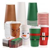 48 Pack Christmas Disposable Paper Coffee Cups wit