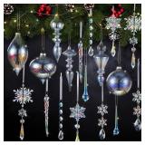 Jenaai 50 Pcs Christmas Crystal Ornaments for Chri
