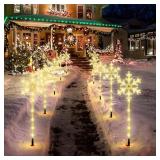 RJZZ 5 Pack Snowflake Lights Outdoor with 8 Lighti