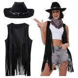 PARTTELY Halloween Cowgirl Costume Set, Fringe Ves