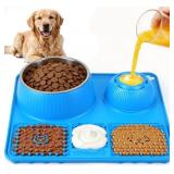 Dog Lick Bowl with Rolling Ball for Liquid and Thi