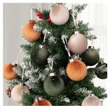 12 PCs Christmas Tree Ornaments Set Velvet Like Ba