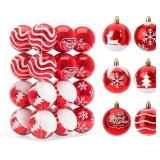 Joiedomi 24 Pcs 2.3" Red & White Christmas Ball Or