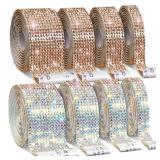Quelay 8 Rolls Rhinestone Ribbons Self Adhesive 8