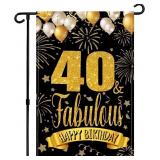 40th Happy Birthday Garden Flag Double Sided 12x18
