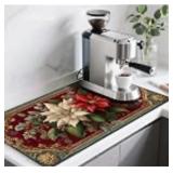17" x 32" Christmas Poinsettias Design Coffee Bar