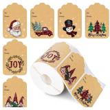 Whaline 500Pcs Christmas Kraft Gift Tag Stickers 6