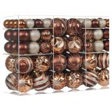 Brown and Gold Christmas Ornaments Set, 100Pcs Sha
