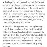 6 Pack Christmas Gift for Dog Mom 16 Oz Glass Cups